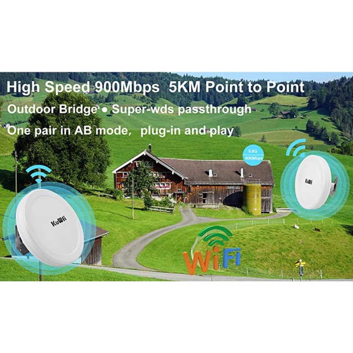 CPE920 Wireless Bridge – High-Speed 5GHz Outdoor Network Extender for Starlink, 18dBi Antenna, 5 Miles Range