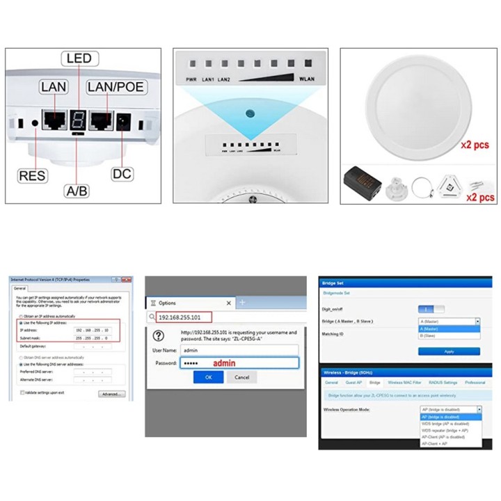 CPE920 Wireless Bridge – High-Speed 5GHz Outdoor Network Extender for Starlink, 18dBi Antenna, 5 Miles Range