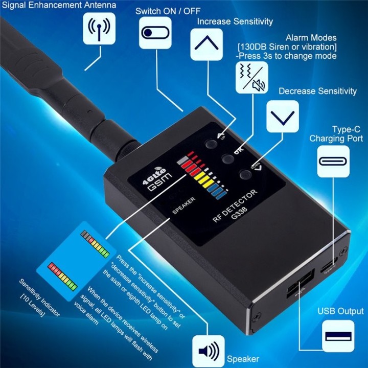 G338 Anti-Spy Detector | GPS, Camera, RF, and Wireless Device Detection