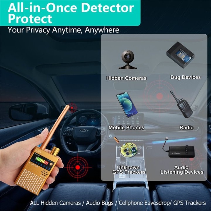 G319 Anti-Spy Detector | Hidden Camera, GPS Tracker, and RF Signal Scanner