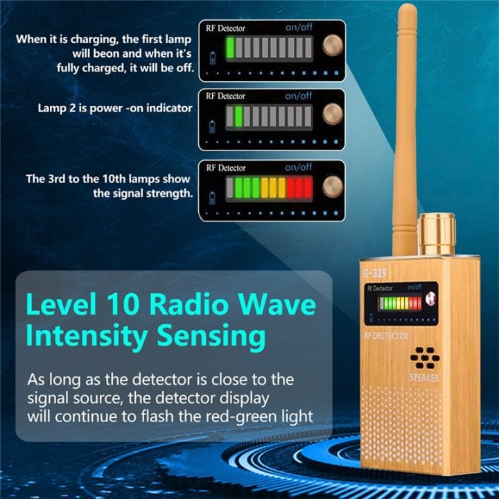 G319 Anti-Spy Detector | Hidden Camera, GPS Tracker, and RF Signal Scanner