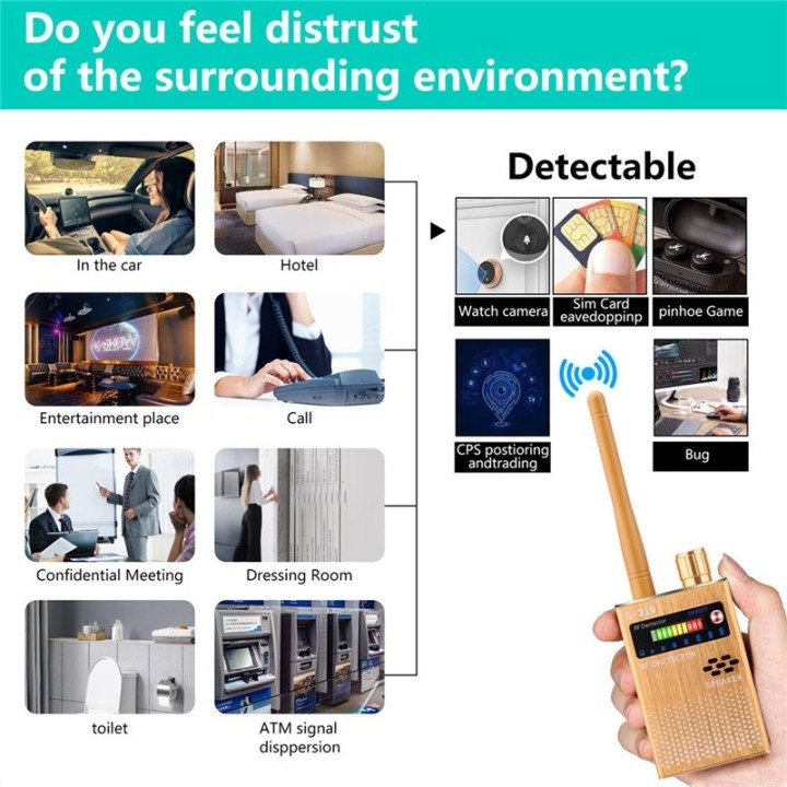 G319 Anti-Spy Detector | Hidden Camera, GPS Tracker, and RF Signal Scanner